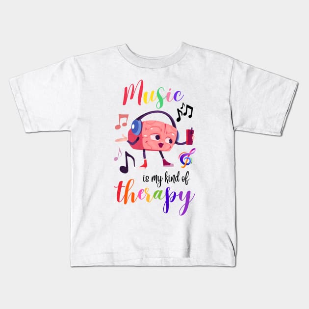 Global Aphasia Awareness for Elderly's Love - Music is My Kind of Therapy Kids T-Shirt by Mochabonk